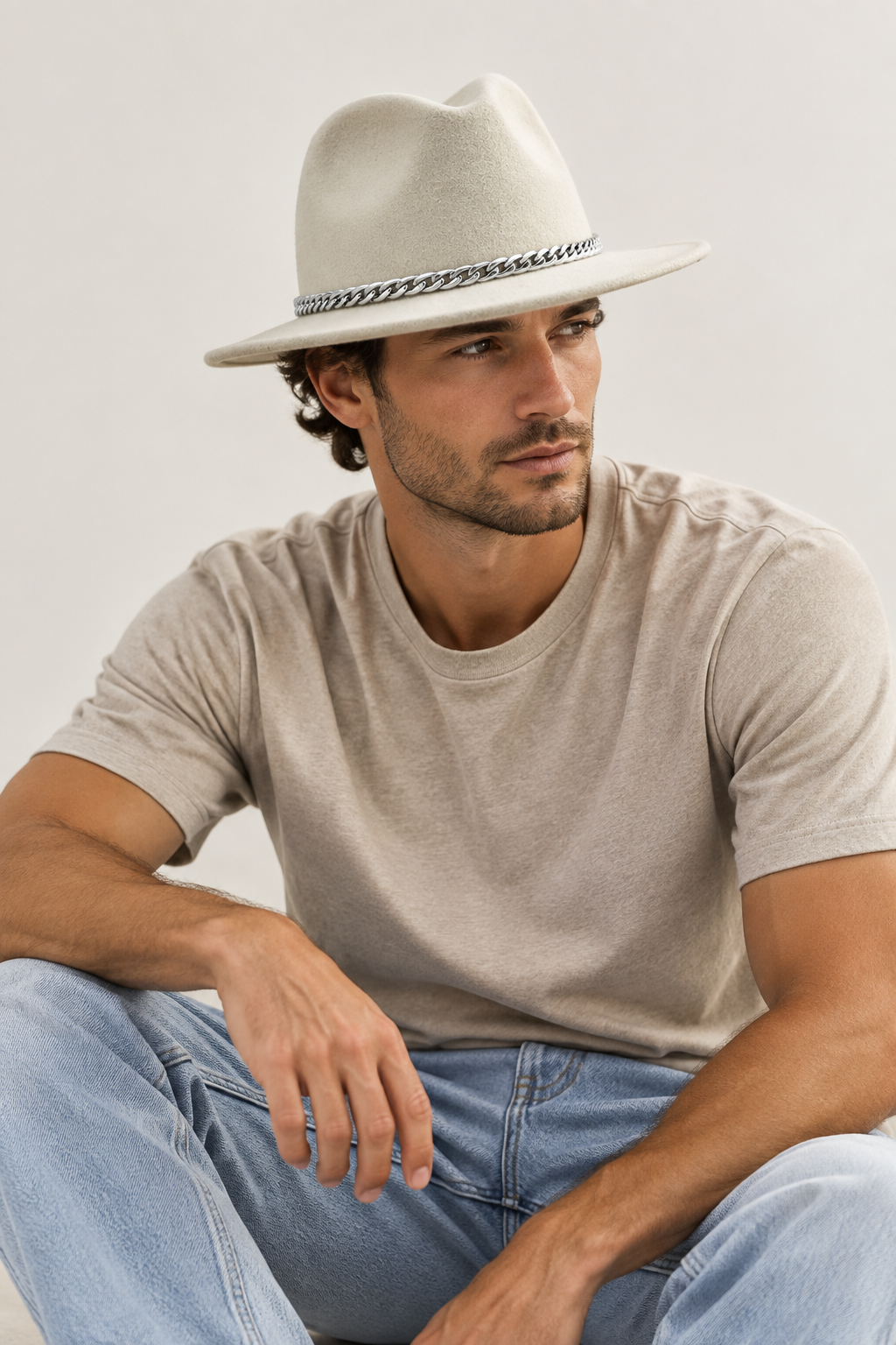 Littleton Cashmere Fedora with Chain Detail