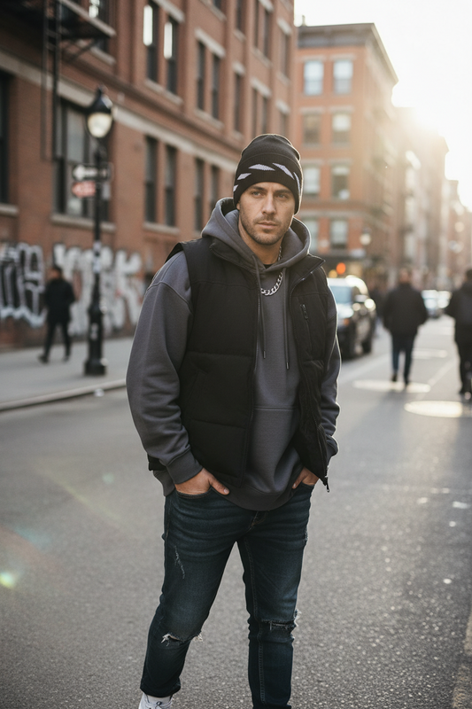 Silverstone Cotton Geometric Reflective Knitted Hat