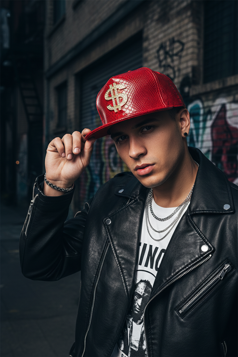 Money Wide Brim Satin Baseball Cap, Adjustable