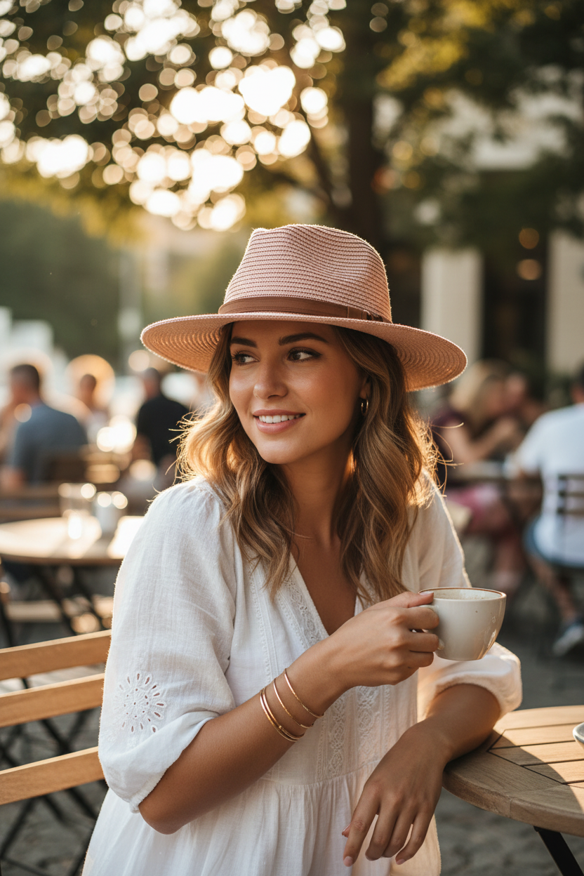 Banks Dome Straw Sun Hat with Band, UV Protection