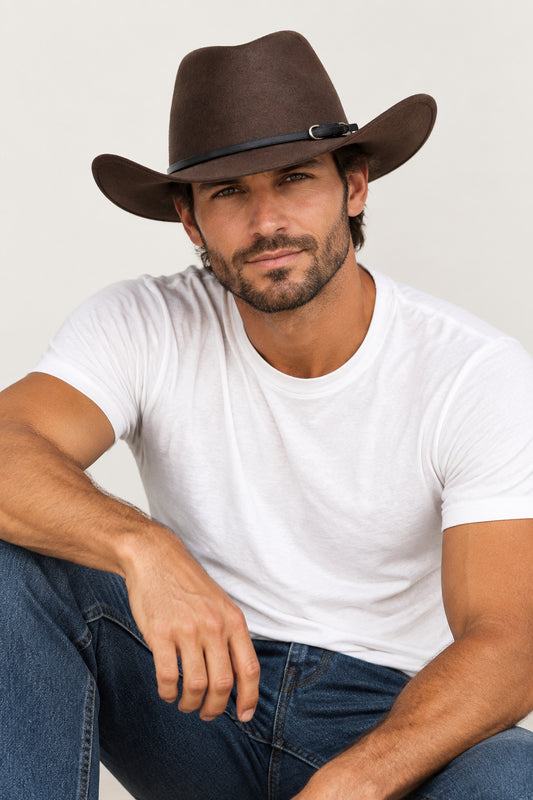 Vosberg Wool Felt Cowboy Hat, Big Brim, Unisex