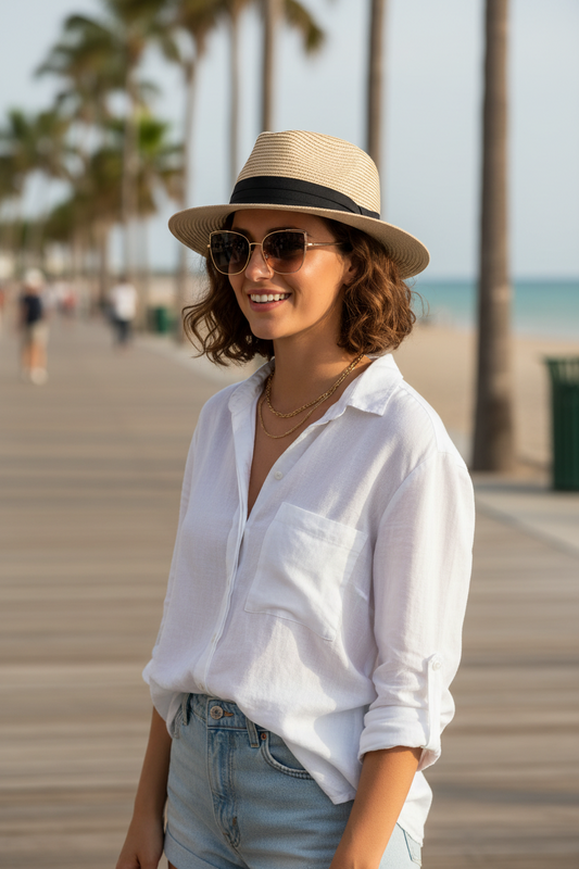 Huntley Straw Fedora Hat with Band