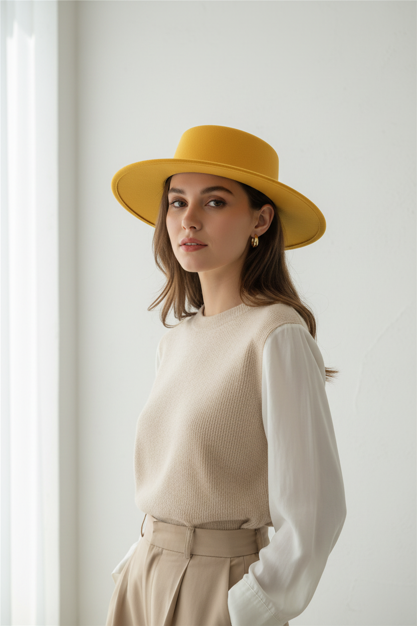 Alberta Wool Fedora Hat, Wide Brim UV Protection