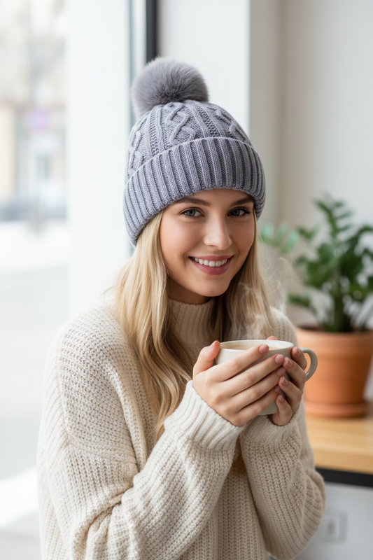 Gutman Wool Dome Beanie with Fur Pom – Winter Ear Protection