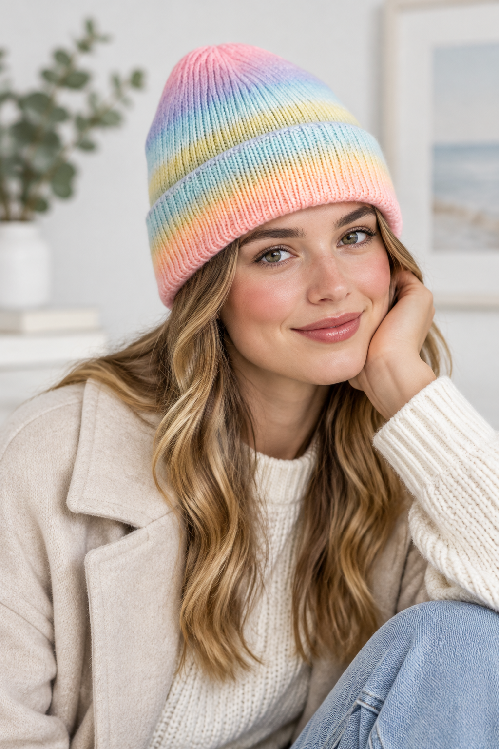 Carrey Multicolor Gradient Acrylic Beanie – One Size