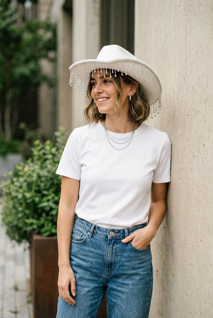 Worthy Cotton Cowboy Hat, Bell Crown, Free Size