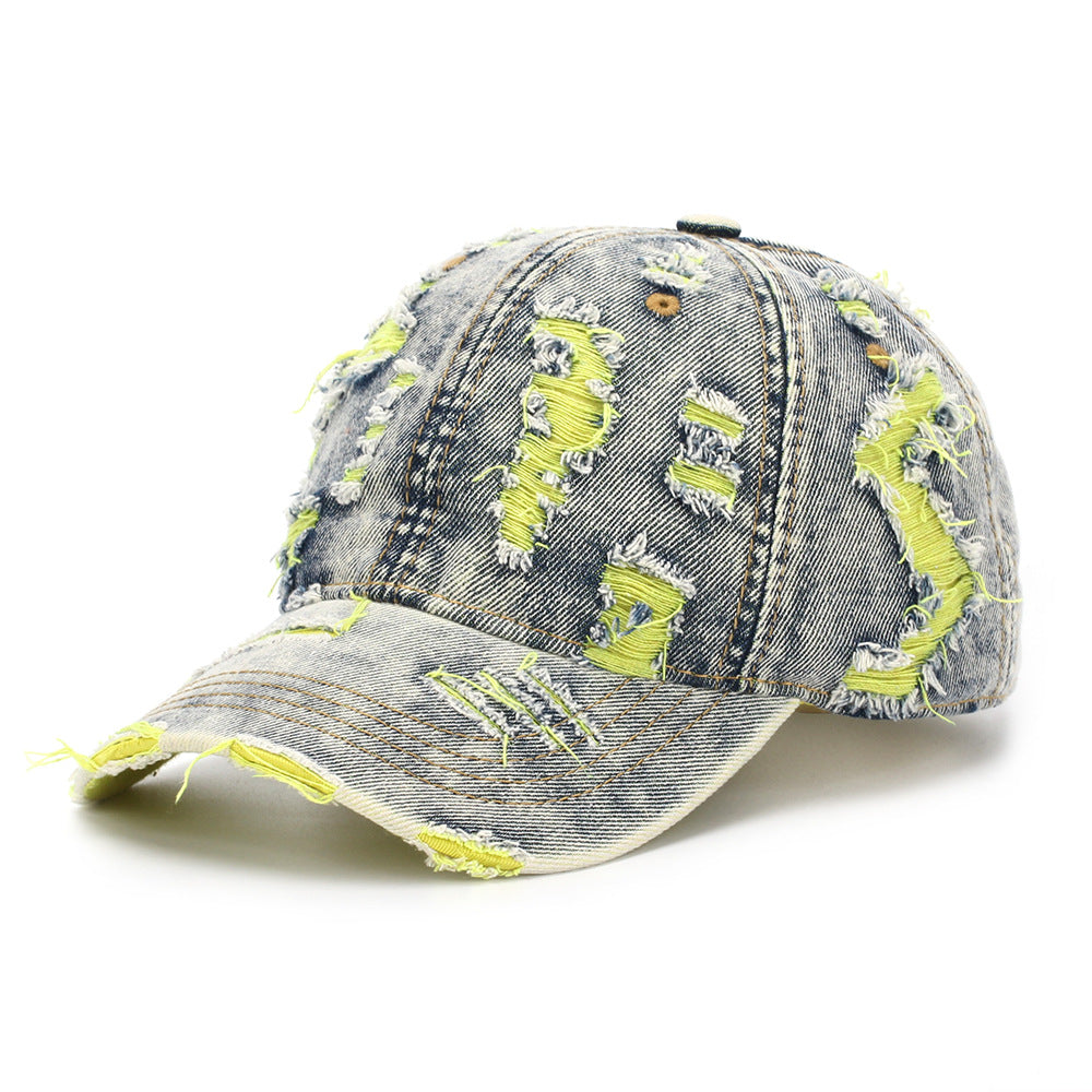 Ripped-line Letter Sun Hat Casual And Versatile