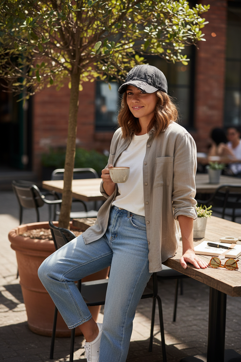 Evans Denim-Look Cotton Cap | Free-Size Casual Hat