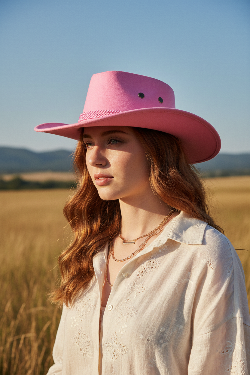 Lynch Conical Cowboy Sun Hat – Breathable Chicken Feather