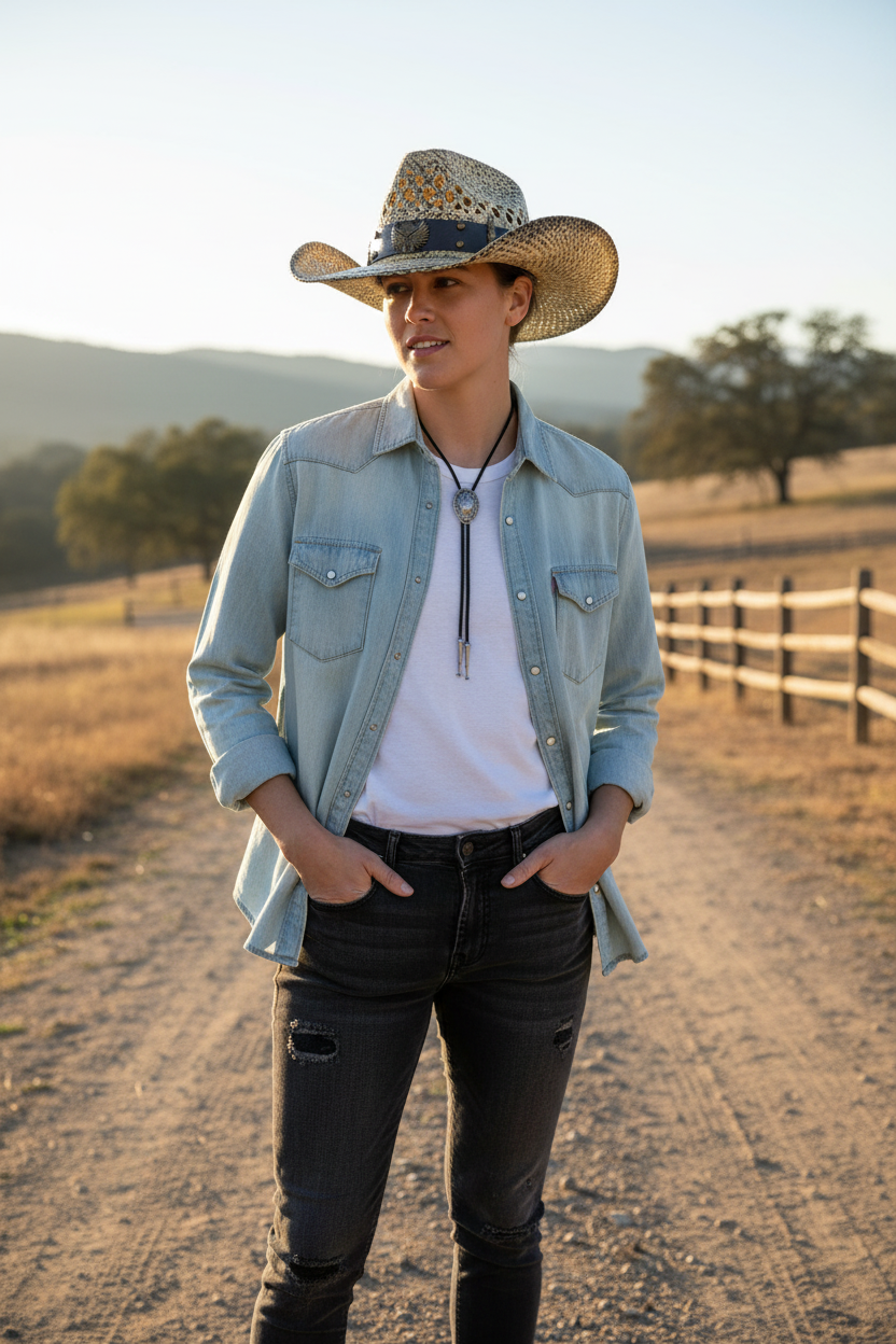 Drexler Western Cowboy Hat – Adjustable Lafite Grass