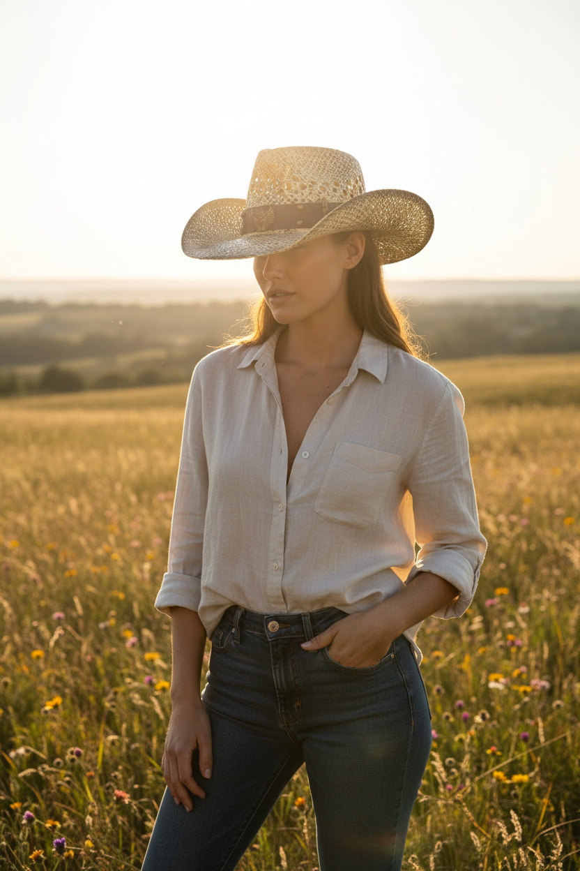 Drexler Western Cowboy Hat – Adjustable Lafite Grass
