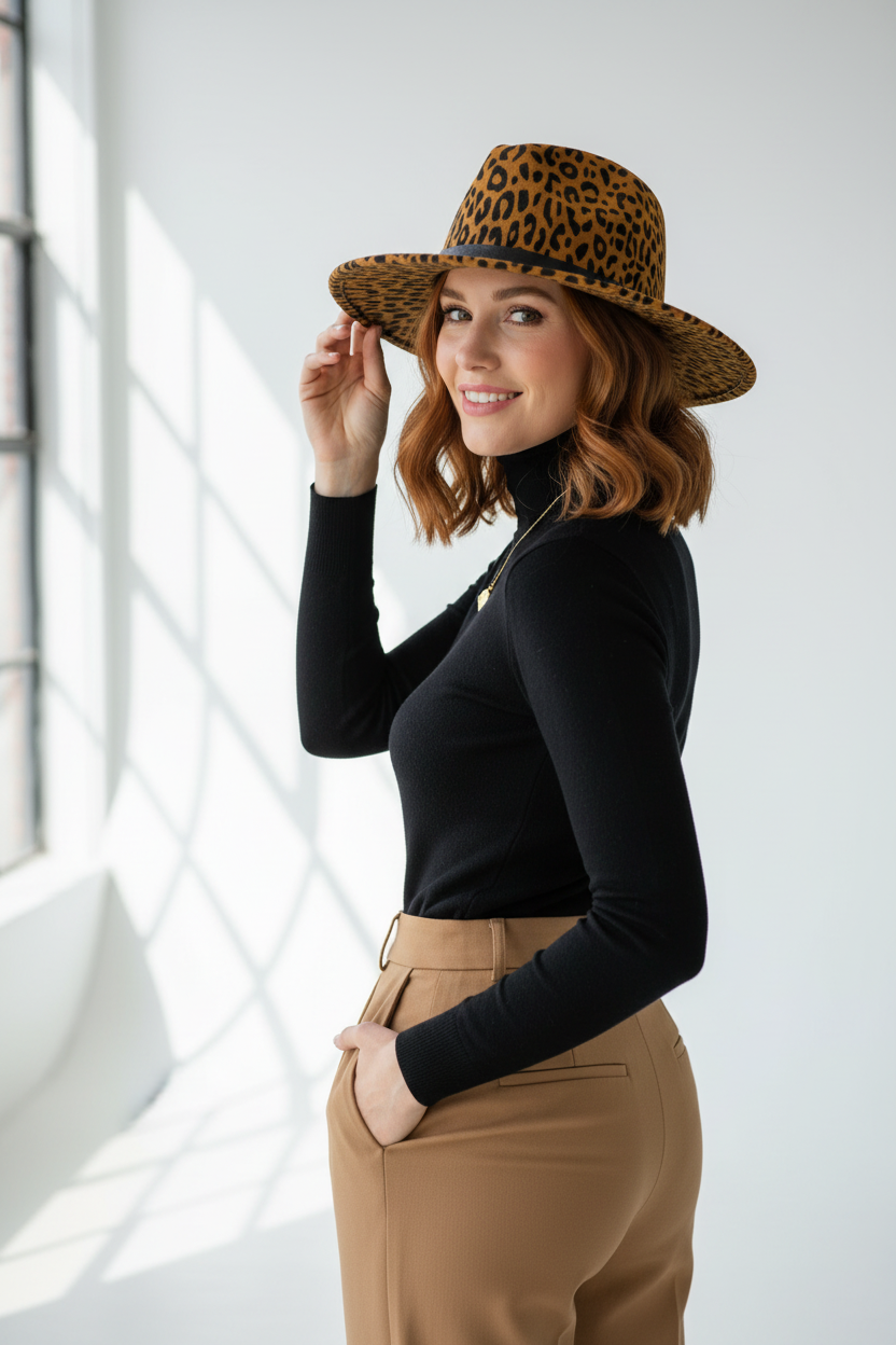 Fayetteville Animal Print Fedora Hat, Adjustable Unisex