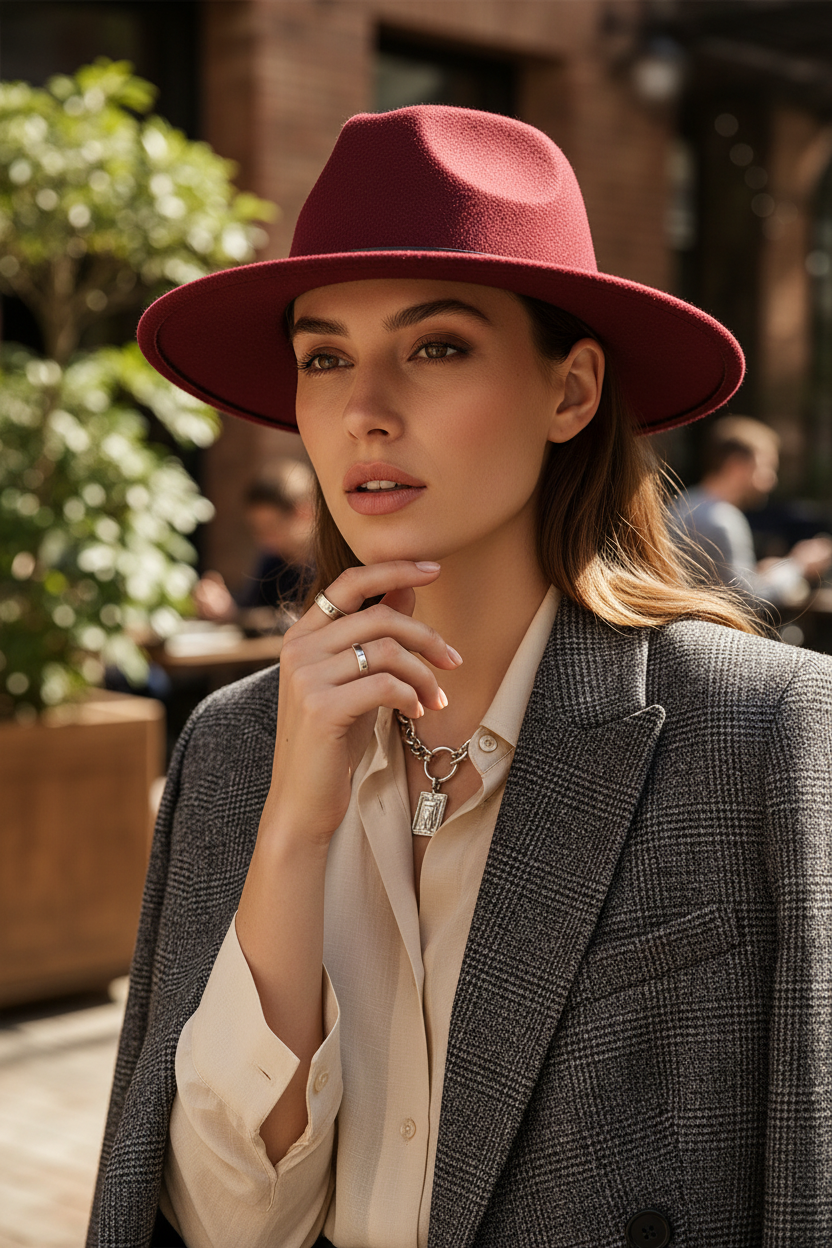 Knowles Solid Color Felt Fedora Hat – Wide Brim