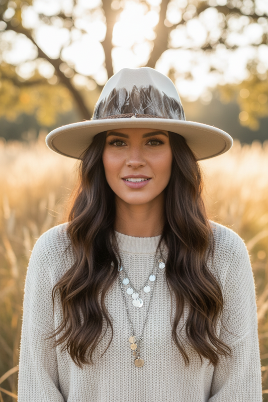 Saharan Cashmere Fedora Hat, Wide Brim