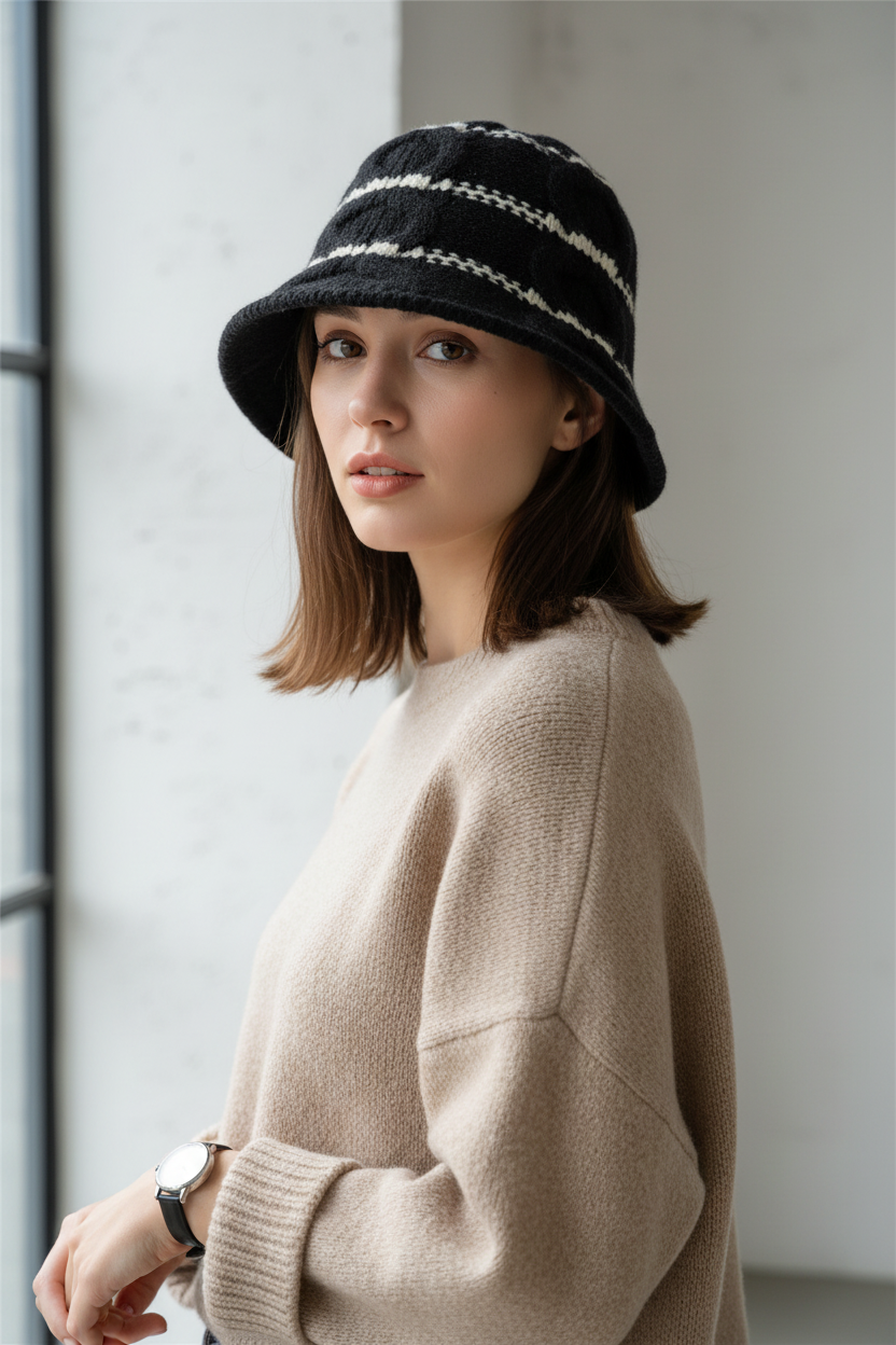 Altman Knitted Winter Bucket Hat, Adjustable Unisex