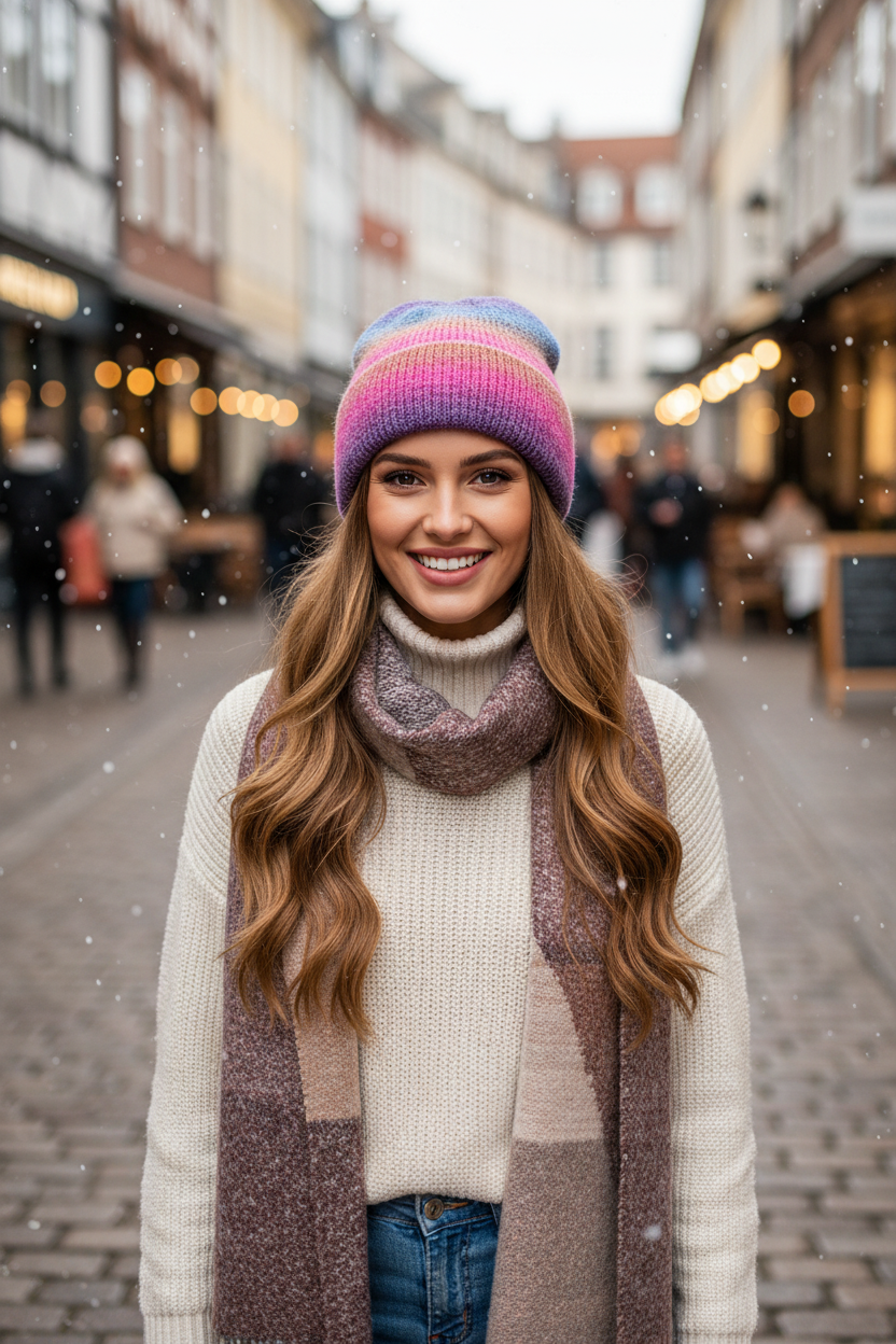 Carrey Multicolor Gradient Acrylic Beanie – One Size