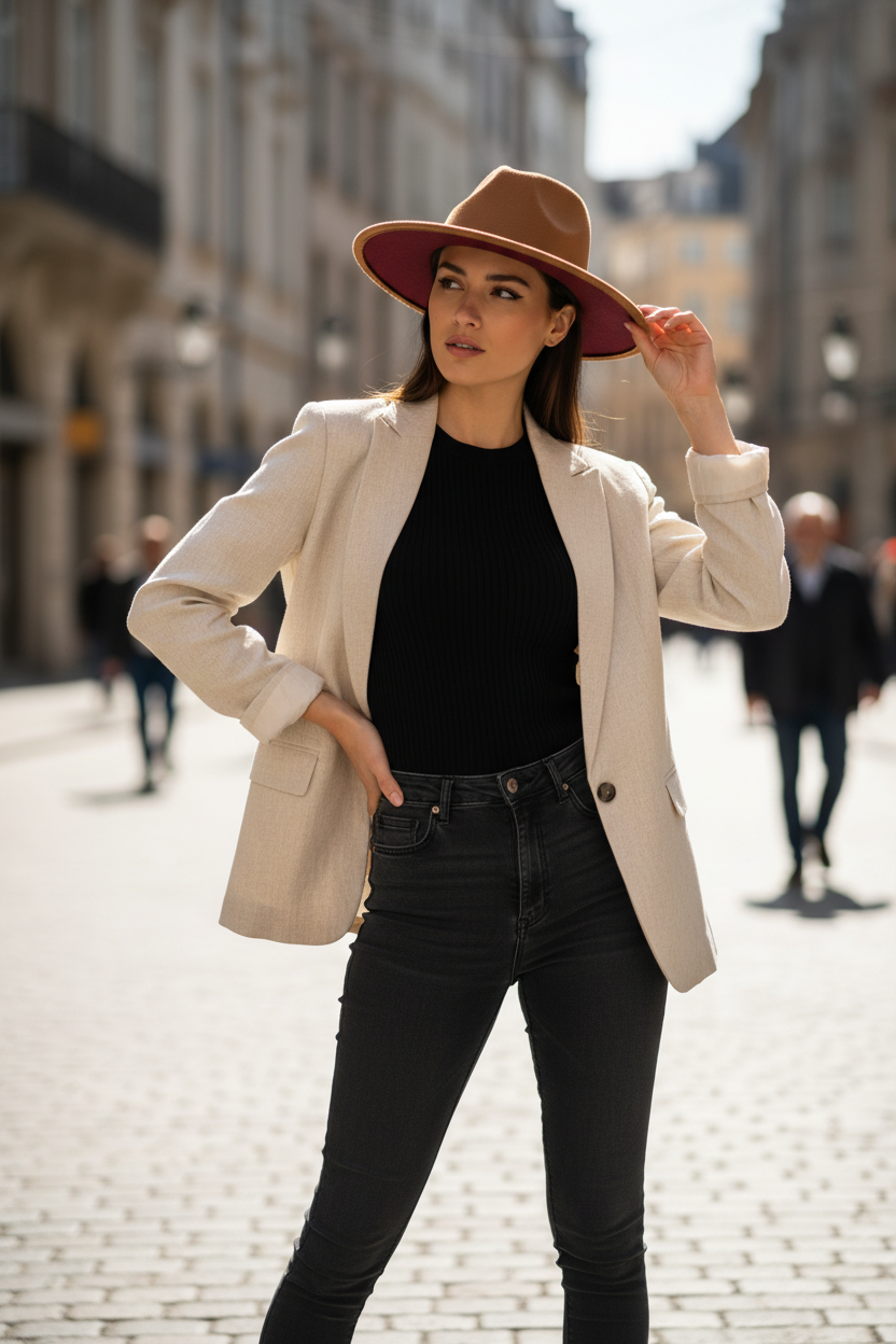 Plainsville Wool Felt Fedora Hat, Wide Brim Unisex