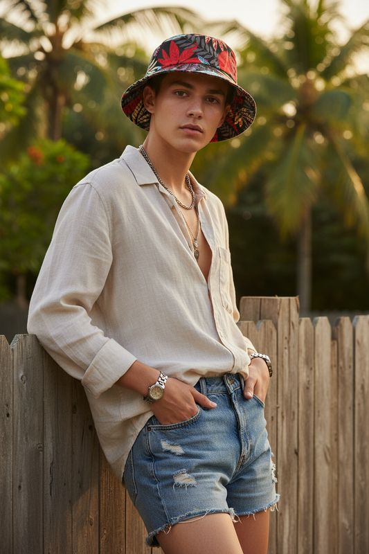 Shelbert Double-Sided Canvas Bucket Hat – Spring & Summer, Travel