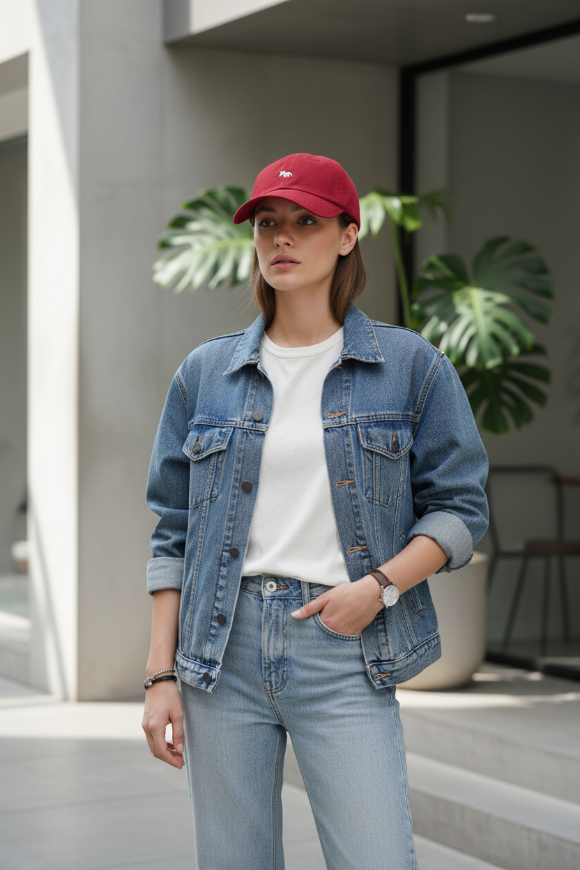 Embroidered Fox Cotton Baseball Cap, Adjustable