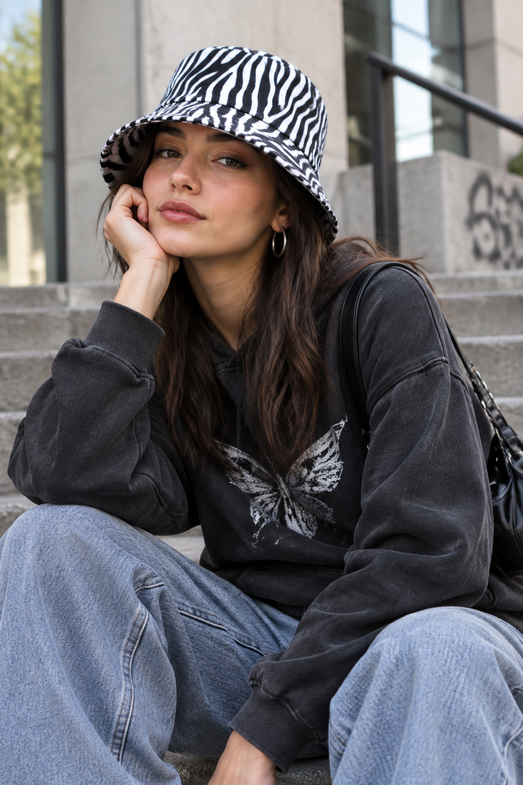 Zendaya Zebra Print Cotton Bucket Hat – Unisex, Short Brim