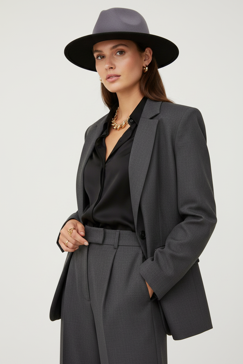 Paschal Two-Tone Polyester Fedora with Chain, 58cm