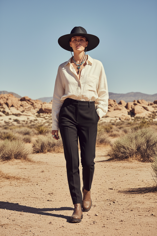 Highland Wide Brim Cotton Straw Hat with Rope