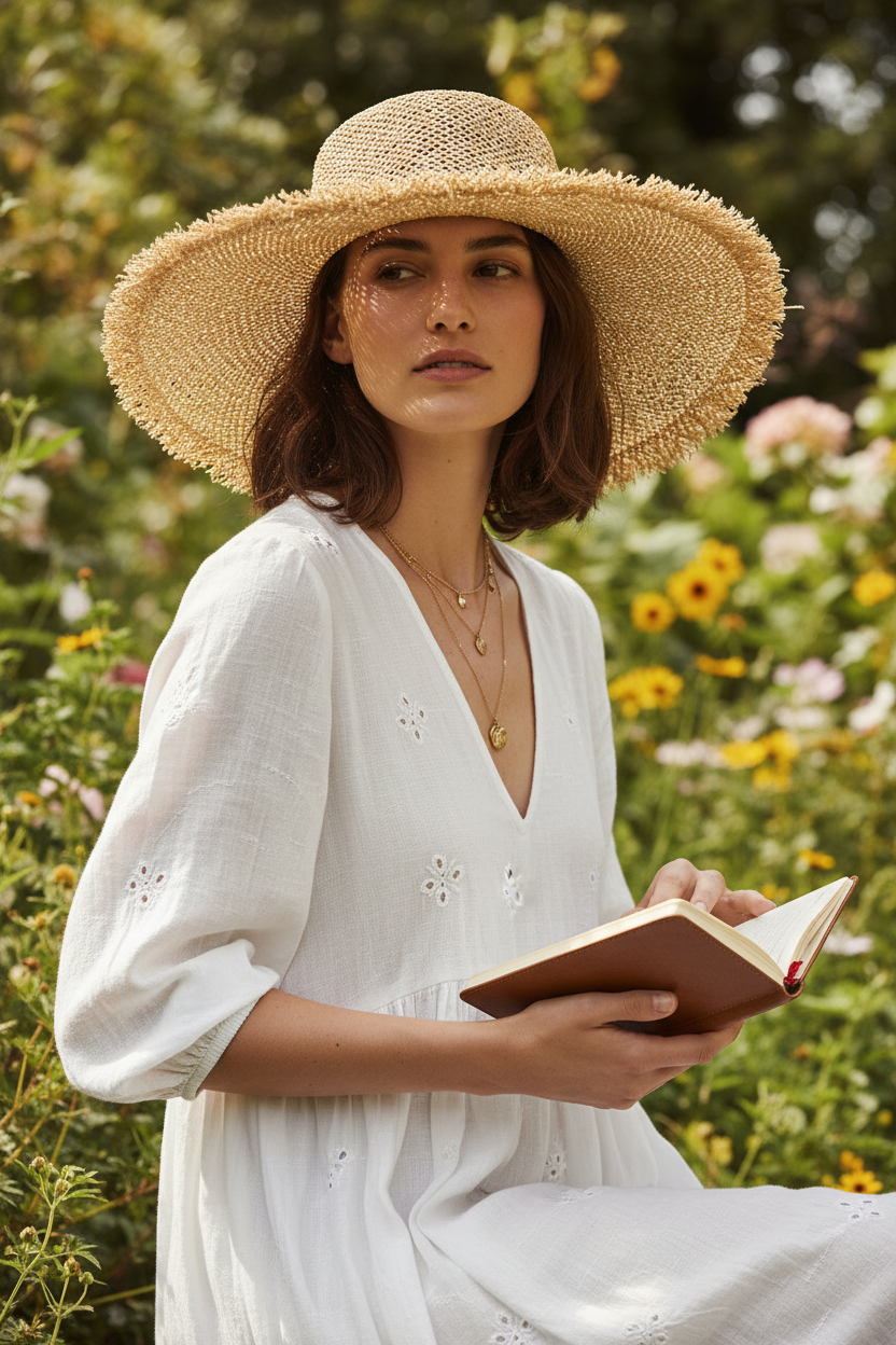 Kendall Beige Straw Sun Hat – Medium, Korean Weave