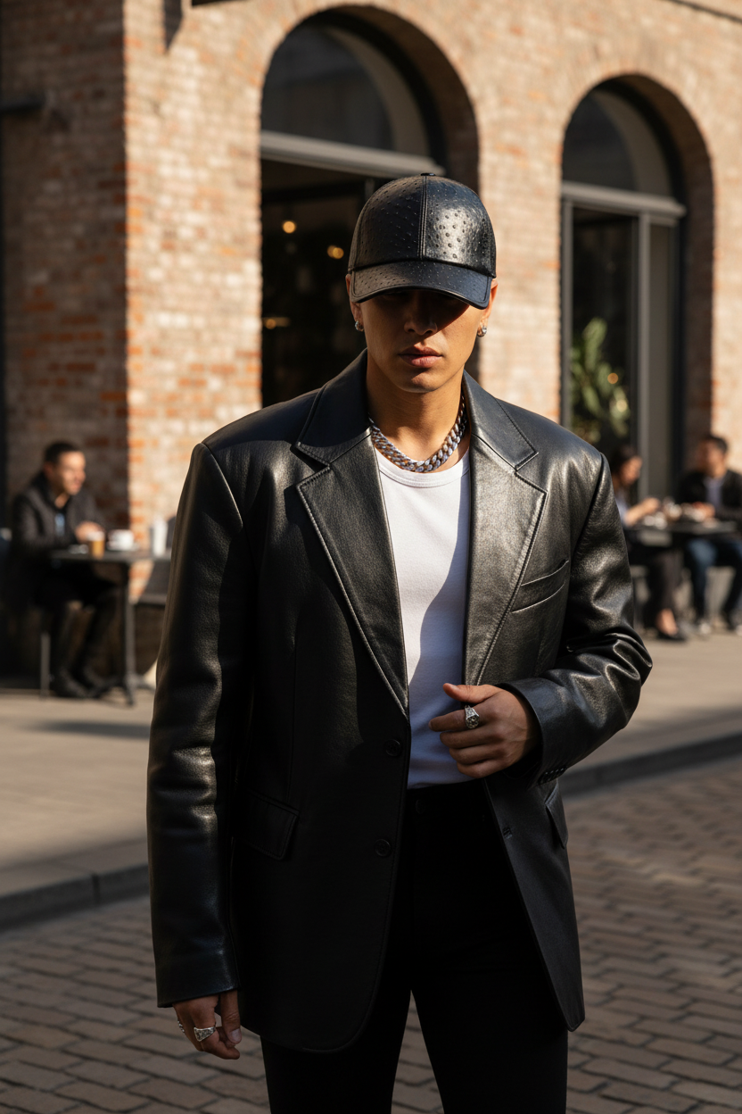 Crawford Cowhide Leather Baseball Cap – 56–58 cm
