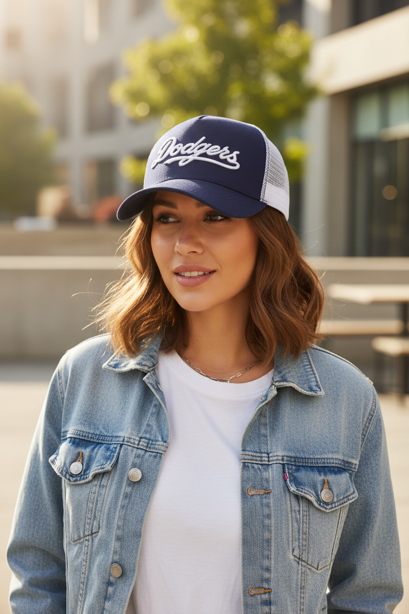 Navy Blue Adjustable Cotton Dodgers Baseball Cap