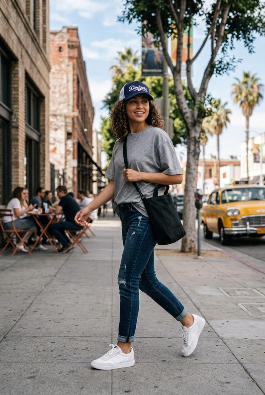 Navy Blue Adjustable Cotton Dodgers Baseball Cap