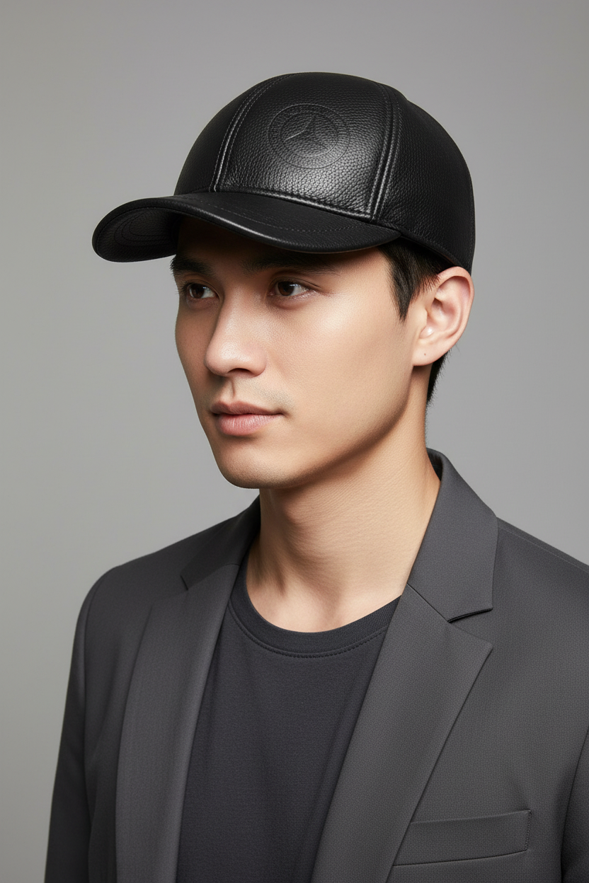 Hughes Cowhide Leather Baseball Cap