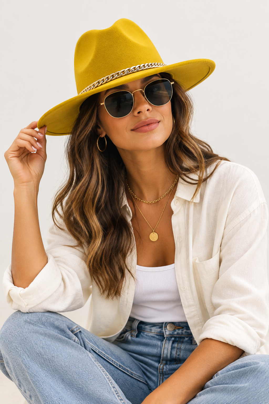 Littleton Cashmere Fedora with Chain Detail