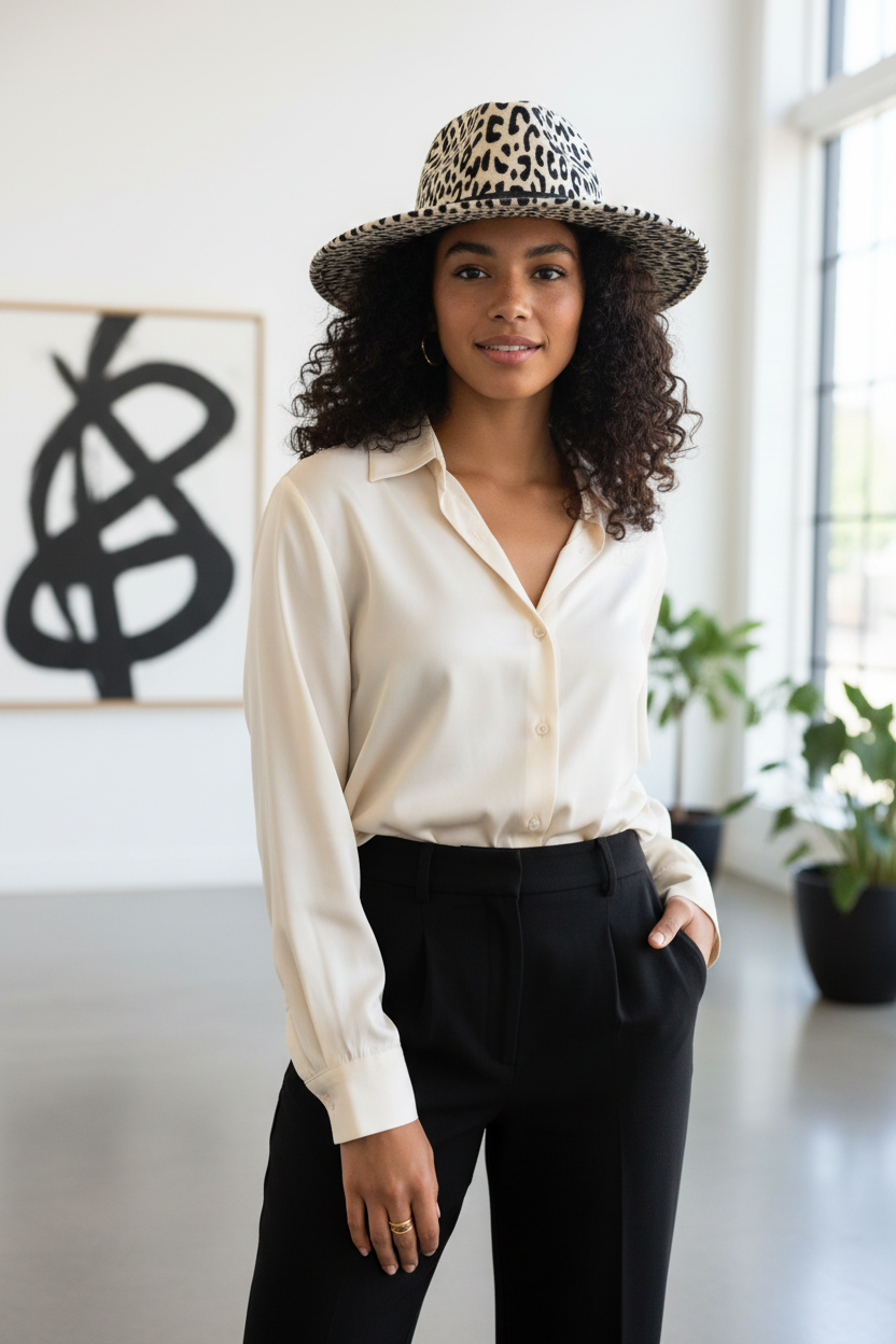 Fayetteville Animal Print Fedora Hat, Adjustable Unisex