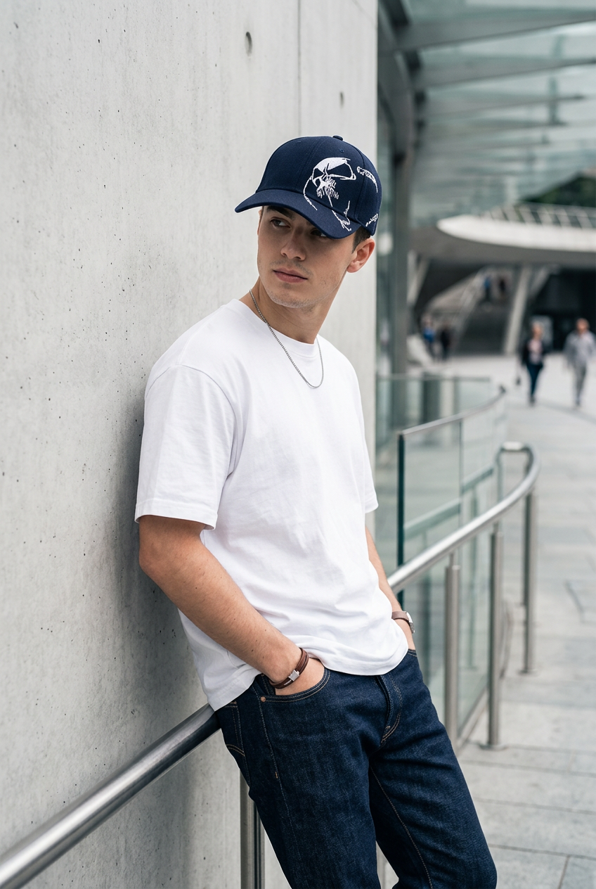 Skull Embroidered Satin Baseball Cap, Adjustable