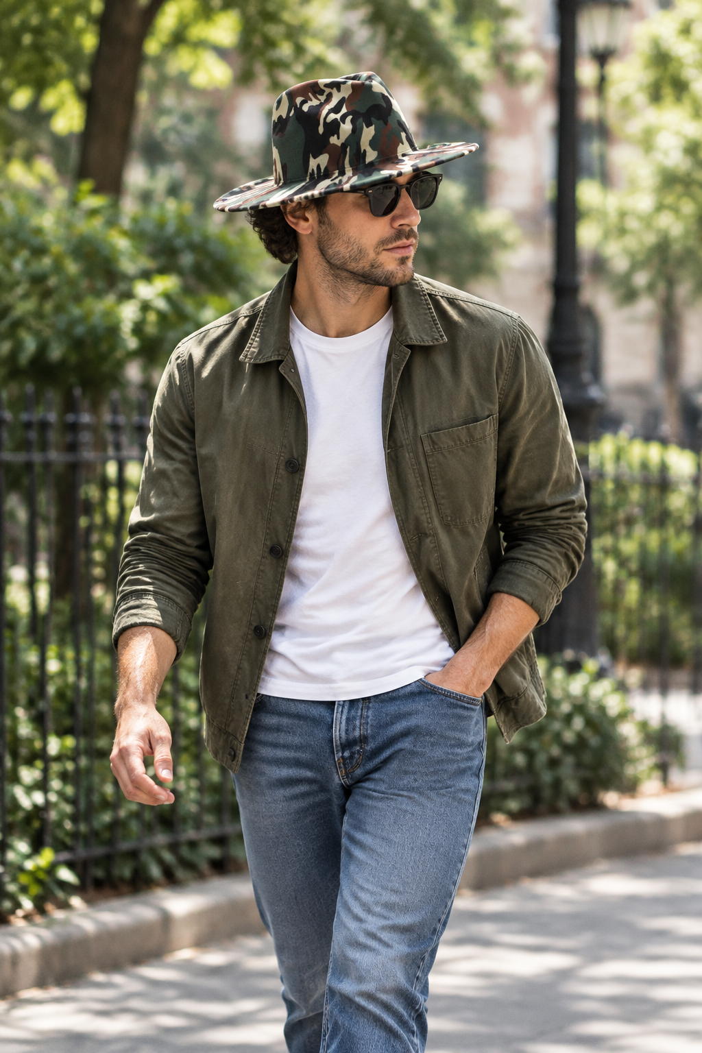 Camden Leopard Wool Felt Top Hat with Flat Brim