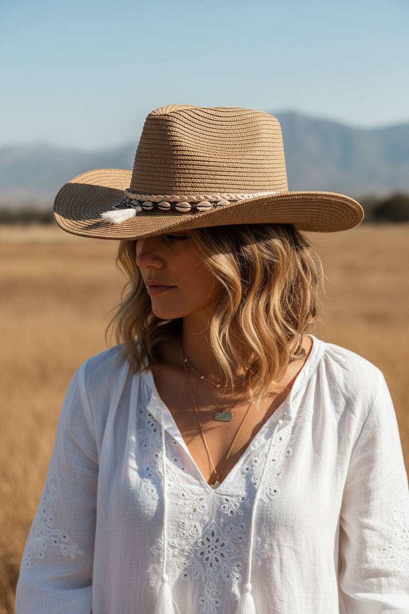Davidson Straw Sun Hat with Tassel Detail