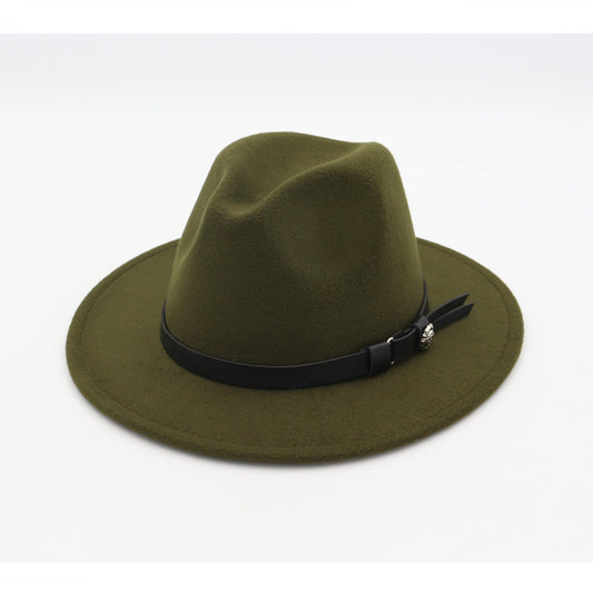 Jazz Flat Brim Felt Straight Brim Hat