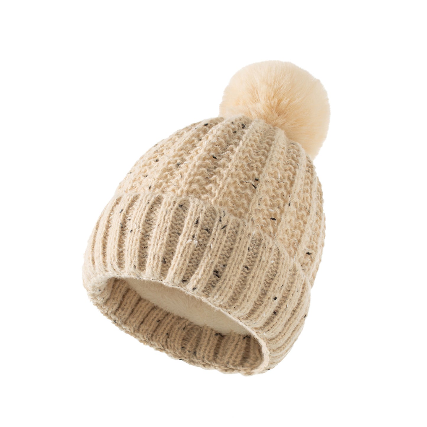 TheCapSpot - Fleece Lined Fur Ball Stocking Cap