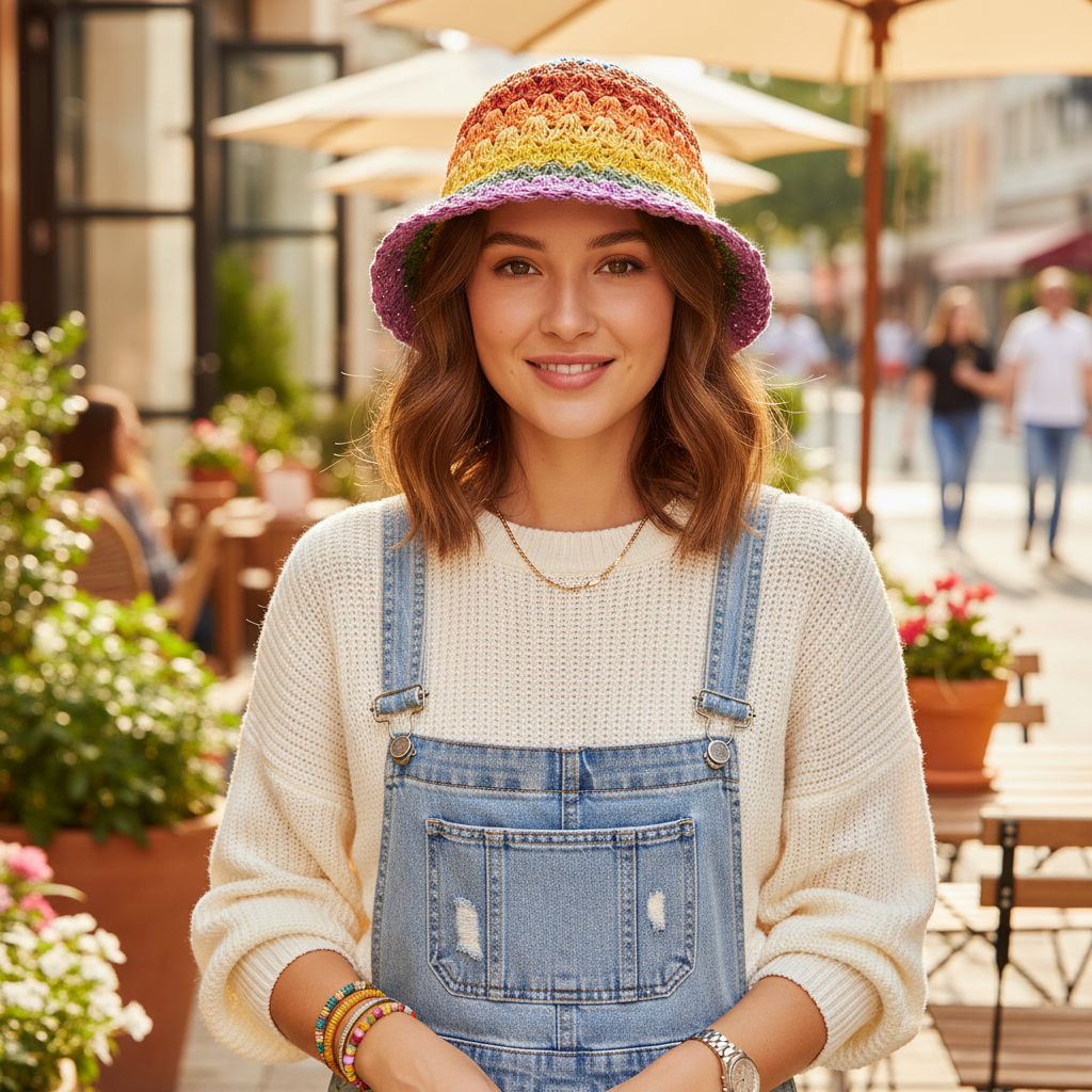 Worthington Woven Straw Bucket Hat with Lace – Adjustable, Women's