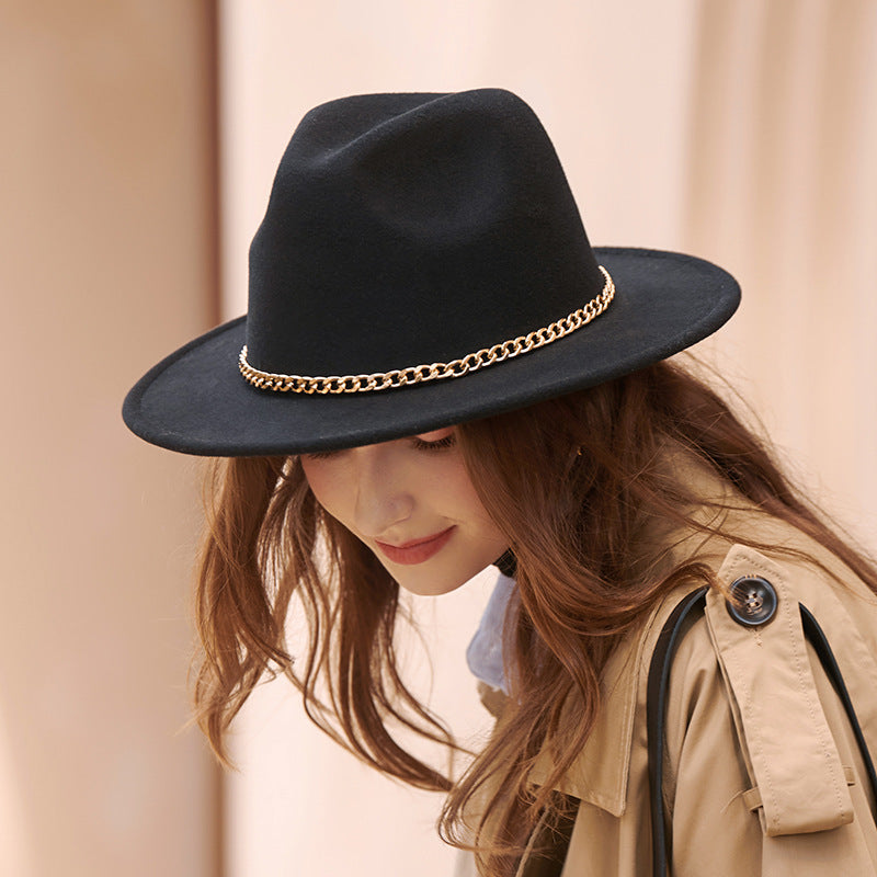 TheCapSpot - Gold chain Fedora Hat