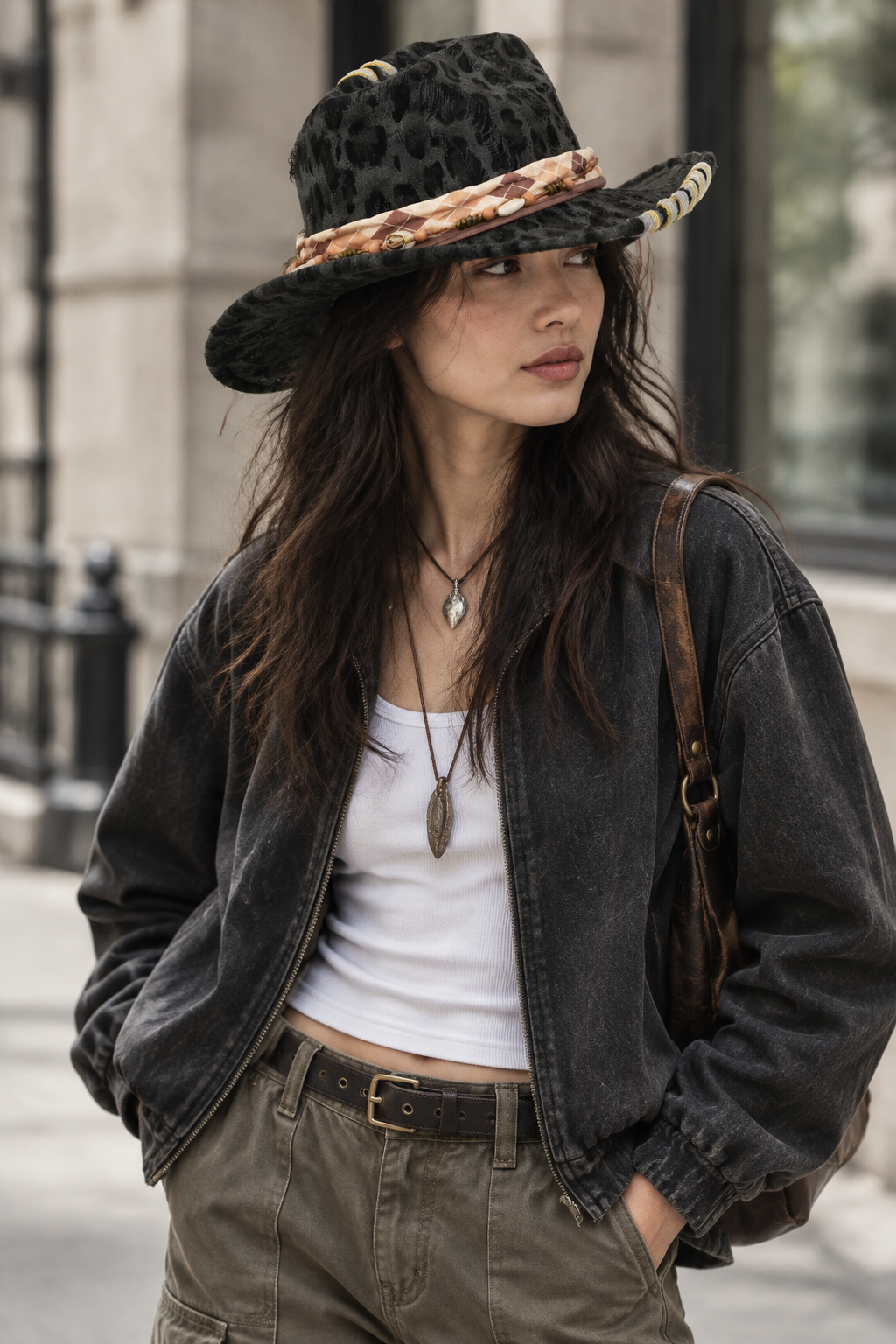 Terratino Leopard-print Hat Western Cowboy Hat, Sun Hat, Top Hat