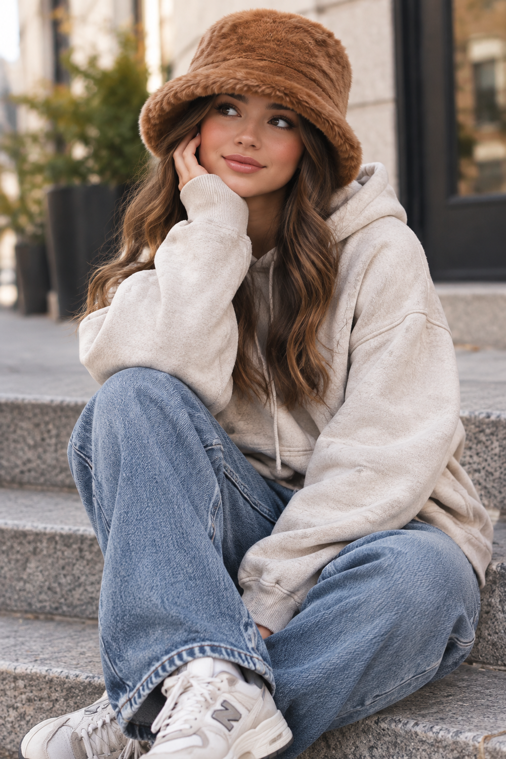 Thompson Faux Fur Adjustable Bucket Hat for Adults