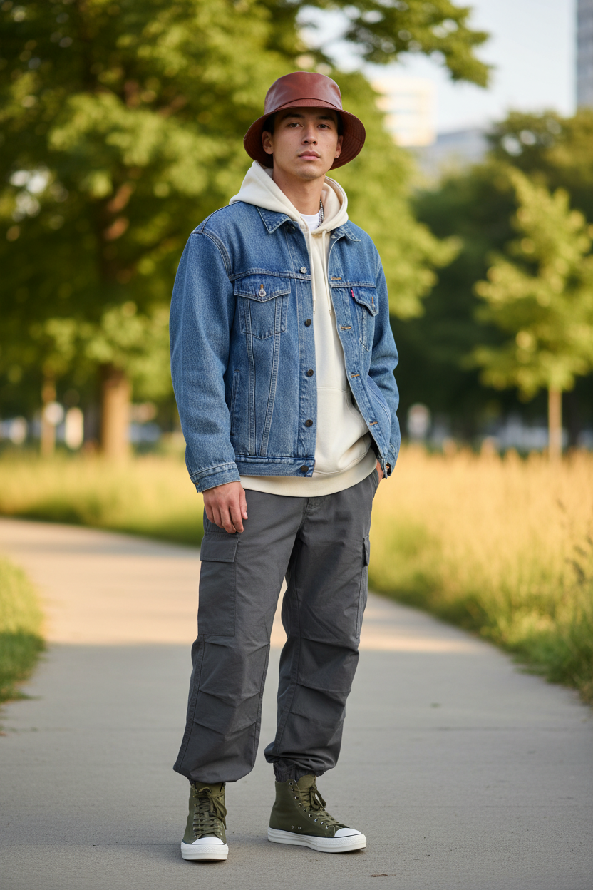 Wesley Faux Leather Bucket Hat with UV Protection