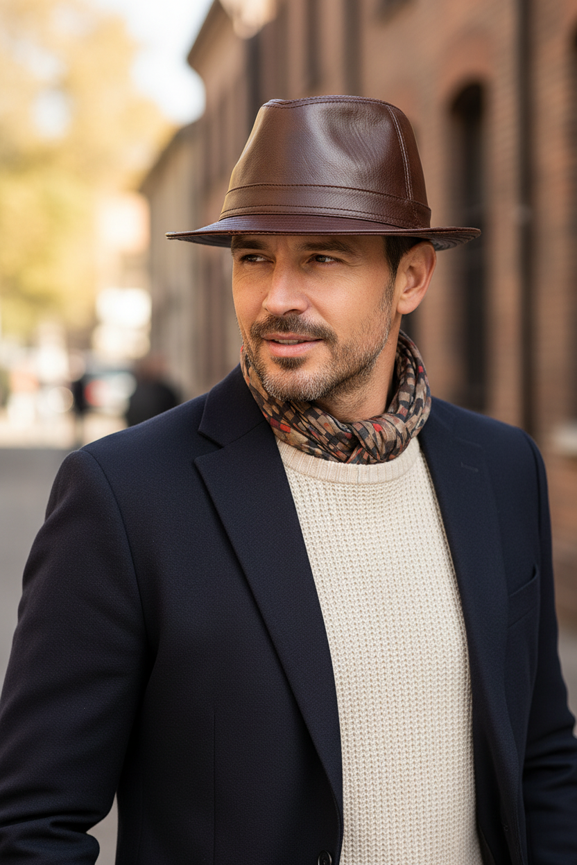 Baylor Genuine Cowhide Leather Fedora Hat