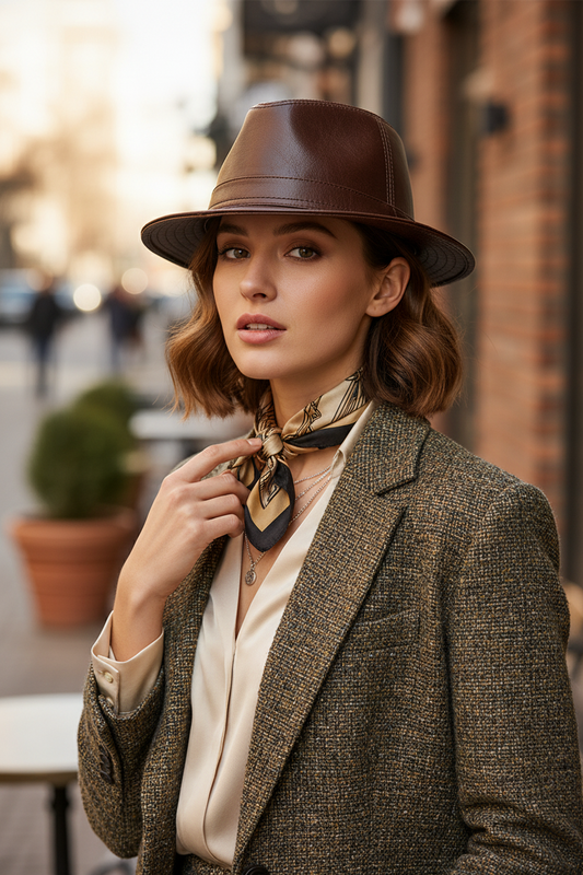 Baylor Genuine Cowhide Leather Fedora Hat