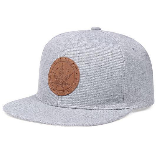 TheCapSpot - Solid Color Leather Maple Leaf Baseball Hat