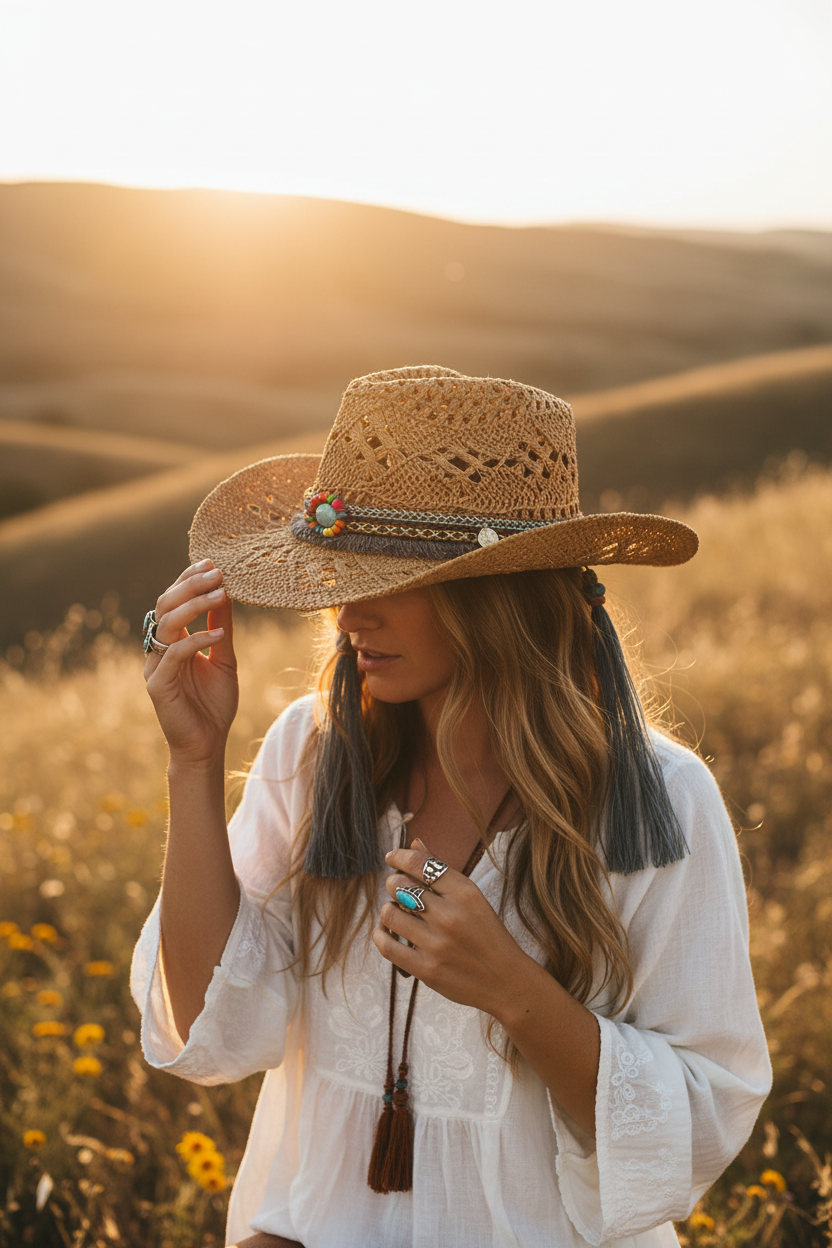 Stockton Tie-Dye Straw Cowboy Hat, Foldable