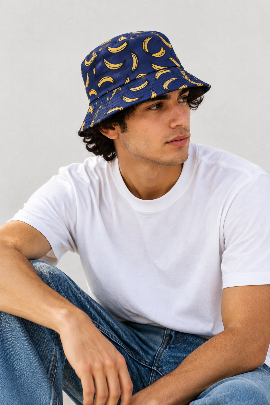 Banana Print Tie-Dye Cotton Bucket Hat