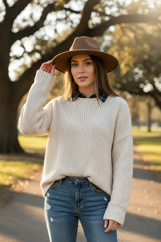 Norman Cashmere Fedora Hat, Flat Brim, Unisex Medium
