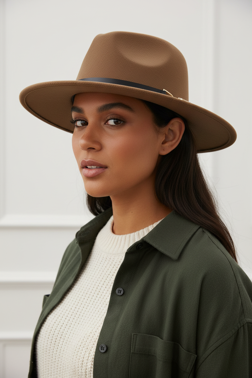 Norman Cashmere Fedora Hat, Flat Brim, Unisex Medium